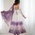 Violet soft organza silk with floral print fully flared anarkali pant with dupatta set