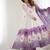 Violet soft organza silk with floral print fully flared anarkali pant with dupatta set