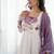 Violet soft organza silk with floral print fully flared anarkali pant with dupatta set