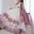 Onionpink soft organza silk with floral print fully flared anarkali pant with dupatta set