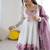 Onionpink soft organza silk with floral print fully flared anarkali pant with dupatta set