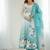 Aquablue soft organza silk with floral print fully flared anarkali pant with dupatta set