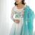 Aquablue soft organza silk with floral print fully flared anarkali pant with dupatta set