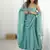 Skyblue crunchy silk plain with siroski work anarkali set