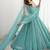 Skyblue pure crunchy silk plain with siroski work anarkali set