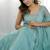 Skyblue pure crunchy silk plain with siroski work anarkali set