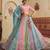 Turquoise Blue Poly Chiffon Sequins embroidery Semi Stitched Lehenga choli Dupatta