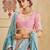 Turquoise Blue Poly Chiffon Sequins embroidery Semi Stitched Lehenga choli Dupatta