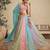 Turquoise Blue Georgette Golden Sequin Thread Coding Embroidered Semi Stitched Lehenga choli