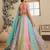 Turquoise Blue Georgette Golden Sequin Thread Coding Embroidered Semi Stitched Lehenga choli