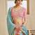 Turquoise Blue Georgette Golden Sequin Thread Coding Embroidered Semi Stitched Lehenga choli