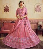 Pink Organza Sequins embroidery Semi Stitched Lehenga choli Dupatta