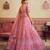 Pink Organza Sequins embroidery Semi Stitched Lehenga choli Dupatta