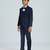 sequence suit set full sleeves blazer, shirt, pant and waist coat with bow tie - navy blue
