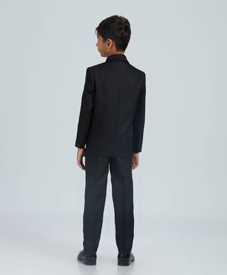 sequence suit set full sleeves blazer, shirt, pant and waist coat with bow tie - black 2