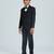 sequence suit set full sleeves blazer, shirt, pant and waist coat with bow tie - black