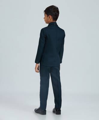 charm in sequence suit set full sleeves blazer, shirt, pant and waist coat with bow tie - tblue 2