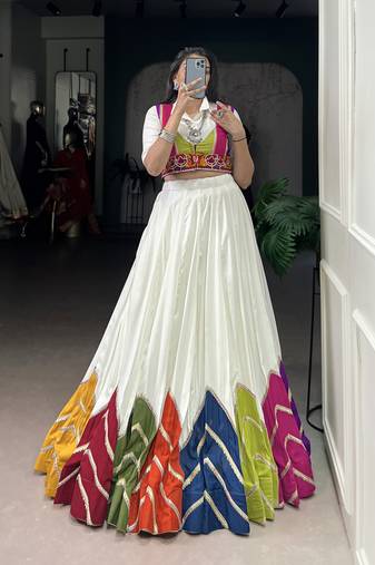 Multi-Patch Rayon Chaniya Choli Enhanced with Lace Touch-Up