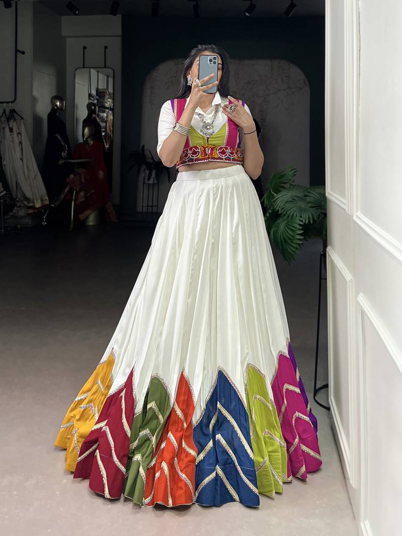 Multi-Patch Rayon Chaniya Choli Enhanced with Lace Touch-Up