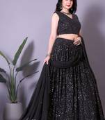 Black Heavy Party Wear Sequence Work Lehenga Choli