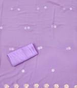 Women's levender unstitched heavy thread embroidery georgette dress material (cp9097ldr)