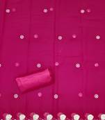 Women's magenta unstitched heavy thread embroidery georgette dress material (cp9097mgt)