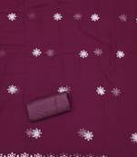 Women's purple unstitched heavy thread embroidery georgette dress material (cp9098ppl)
