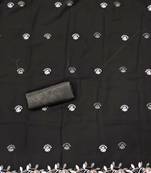 Women's black unstitched heavy thread embroidery georgette dress material (cp9099blk)