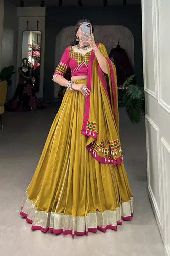 mustard Rayon Chaniya Choli with Gotta Patti Work