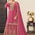 Peach chinon silk embroidered straight style suit