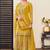 Yellow chinon silk embroidered lehenga style suit