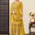 Yellow chinon silk embroidered lehenga style suit