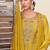 Yellow chinon silk embroidered lehenga style suit