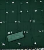 Women's green unstitched heavy thread embroidery georgette dress material (cp9100grn)