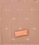 Women's peach unstitched heavy thread embroidery georgette dress material (cp9100pch)