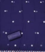 Women's royal blue unstitched heavy thread embroidery georgette dress material (cp9100rbl)