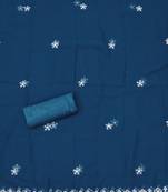 Women's teal blue unstitched heavy thread embroidery georgette dress material (cp9100tbl)