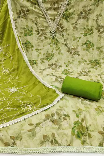 Women's multi digital print handwork banarasi cotton dress material