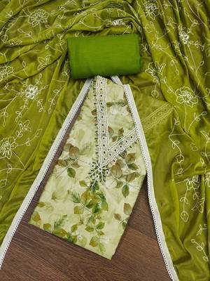 Women's multi digital print handwork banarasi cotton dress material 3