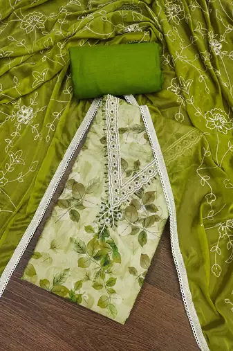 Women's multi digital print handwork banarasi cotton dress material