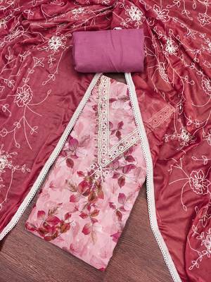 Women's multi digital print handwork banarasi cotton dress material 3