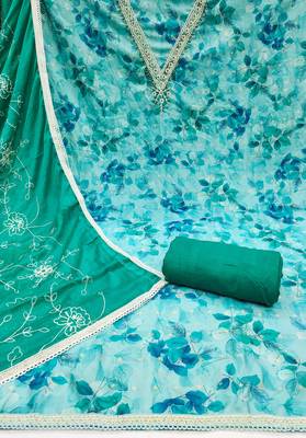 Women's multi digital print handwork banarasi cotton dress material 2