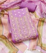 Women's purple unstitched weaving & handwork banarasi dress material (msmfc11575d)
