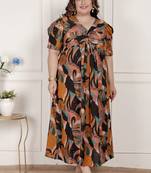   womens plus size pure cotton black puff sleeve floral printed butterfly maxi dress