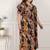 Miravan womens plus size pure cotton black puff sleeve floral printed butterfly maxi dress