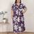 Miravan womens plus size purple pleated puff sleeve floral pure cotton butterfly midi dress