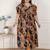Miravan womens plus size pure cotton black puff sleeve floral printed butterfly maxi dress