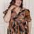 Miravan womens plus size pure cotton black puff sleeve floral printed butterfly maxi dress