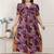 Miravan womens plus size floral print puff sleeve pure cotton fit flare magenta butterfly maxi dress