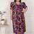 Miravan womens plus size floral print puff sleeve pure cotton fit flare magenta butterfly maxi dress